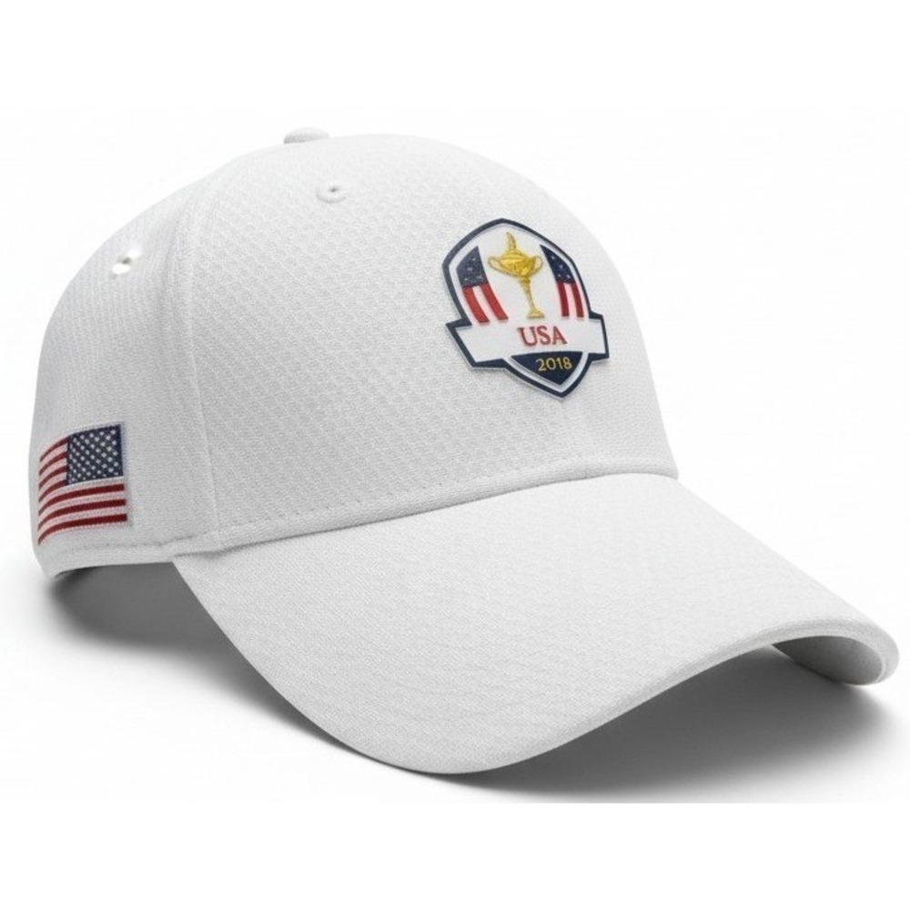 New Era USA 2018 Golf White Stretch Fit Hat Cap American Flag M/L Medium Large